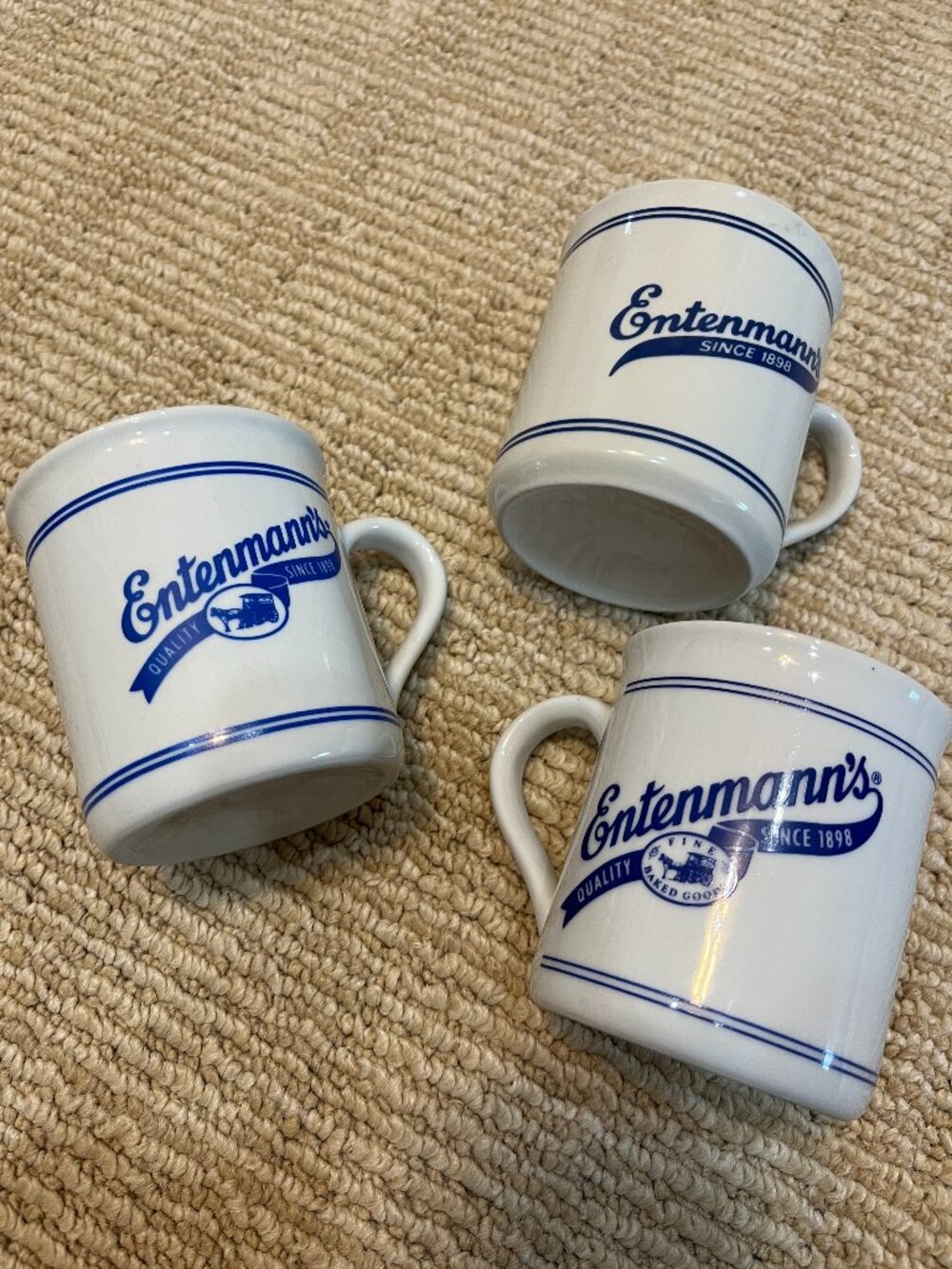 Vintage Entenmanns Coffee Mugs Small Retro Diner Style‎ Cups (Set of 3)